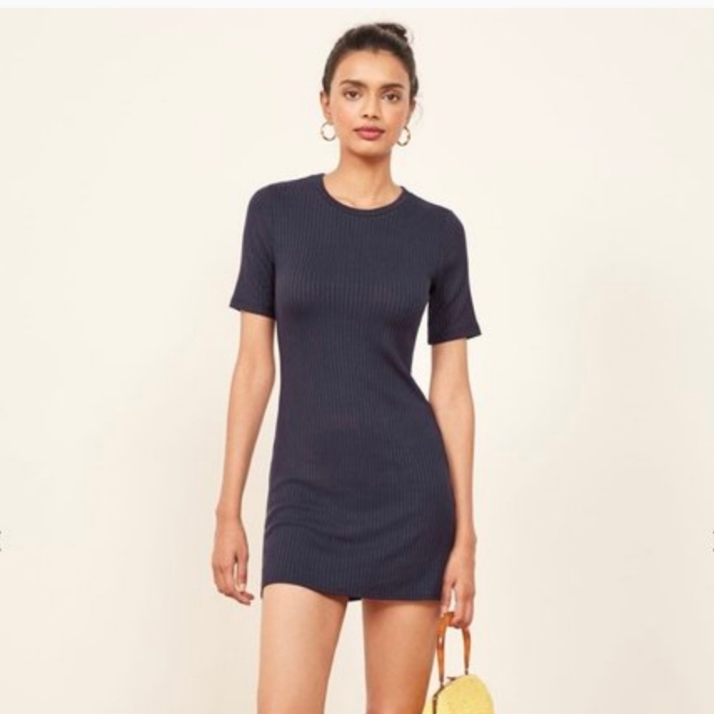 New Reformation Gigi dress in navy